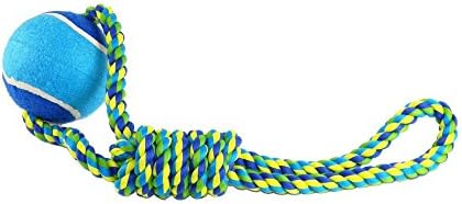 Jumbo Rope Ball Dog Toy with Tug Rope 19" Long | Cotton Rope comes with Large Tennis Ball | Perfect to Entertain and Exercise Your Large Dog