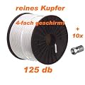 Set Sat Antennenkabel Koaxialkabel Echtes Kupfer 125db/ 4-fach geschirmt L�nge 50m Spule mit 10 SAT Steckern