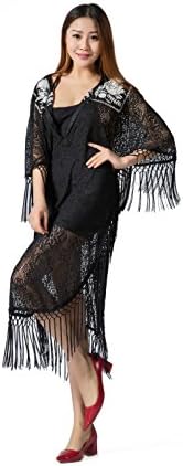 Droyee Women's Classic Crochet Fringed Dress, Embroidery Decorated M