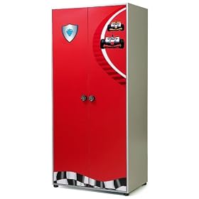 Boys Red Racer 2 Door Wardrobe - Children's Bedroom Furniture