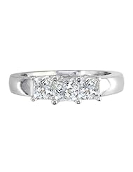1 1/2ct Three Princess Diamond Platinum Ring (HI SI) (Available in sizes 4 - 9)