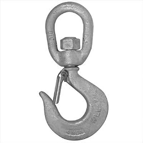 Campbell 1014 Drop-Forged Alloy Steel Latched Swivel Hoist Hook, Painted Orange, 11 Trade, 11 ton Working Load Limit