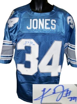Kevin Jones Autographed/Hand Signed Detroit Lions Blue Prostyle Jersey