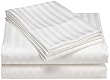 Wrinkle Resistant 300-Thread Count Woven Stripe Cotton Full Sheet Set, White