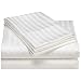 Wrinkle Resistant 300-Thread Count Woven Stripe Cotton Full Sheet Set, White