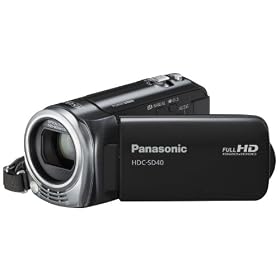 Panasonic SD40 Full HD Camcorder - Black (SD Card Recording, x16.8 Optical Zoom, Wide Angle Lens, iA + AF Tracking)