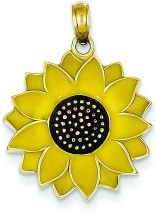 Enamel Sunflower Charm, 14K Yellow Gold