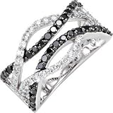 14K White Gold 1 ct. Black and White Diamond Ring