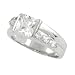 Sterling Silver Princess Cut CZ Ring with CZ Stones on Band