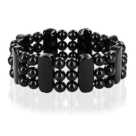Black Onyx Gemstone One Size Fits All Stretch Bracelet by 