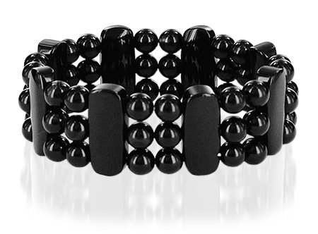 19 MM Black Onyx Gemstone One Size Fits All Stretch Bracelet