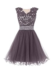 Sexy Chiffon Cocktail Short Flowy Lace Beaded Applique Evening Dress/Homecoming Dress/Bridesmaid Dress/Prom Dress/Party Dress 