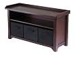 Winsome Verona Storage Bench, Walnut with Black Baskets