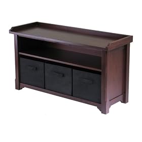 Buy Winsome Verona Storage Bench, Walnut with Black Baskets from Amazon.com Winsome Verona Storage Bench, Walnut with Black Baskets