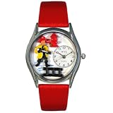 Whimsical Watches Women's Firefighter Black Leather Watch #S0620011
