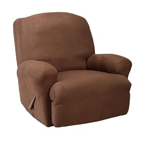 Stretch Suede Recliner Slipcover - Chocolate by -