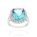 Sterling Silver 7.55ct. TGW Blue Topaz & CZ Square Cocktail Ring