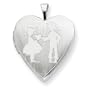 Charming Sterling Silver 20mm Boy Giving a Heart to Girl Heart Locket