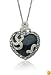 Sterling Silver Marcasite & Blue Gold Stone Heart Pendant, 18