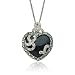Sterling Silver Marcasite and Blue Gold Stone Heart Pendant, 18"