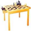 Full Size 29" Wooden Chess & Checkers 2-in-1 table w/ Chessmen & Checkers Chips - 7" High King