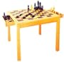 Full Size 29" Wooden Chess & Checkers 2-in-1 table w/ Chessmen & Checkers Chips - 7" High King