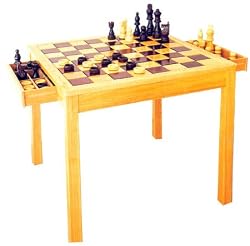 29" Wooden Chess & Checkers 2 in 1 table with pieces