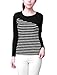 Allegra K Women Round Neck Shirts Striped T Shirts Long Sleeve Casual Tops
