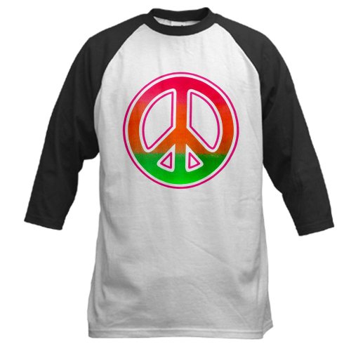 Artsmith, Inc. Baseball Jersey Neon Peace Symbol
