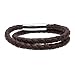 Men's Stainless Steel Double Round Braided Genuine Leather Bracelet with Polished Closure 17 Inches Wrap