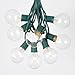G50 Patio String Lights with 25 Clear Globe Bulbs – Outdoor String Lights – Market Bistro Café Hanging String Lights – Patio Garden Umbrella Globe Lights - Green Wire - 25 Feet