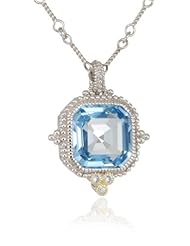 Judith Ripka "Estate" Estate Ascher Cut Stone Blue Topaz Pendant Necklace