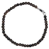Sterling Silver 4mm Smoky Quartz Bead Bracelet, 7.5