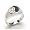 Black Coral Yin Yang Ring with Diamond in 14K White Gold - Small