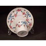 Crown Staffordshire Blue Bow #F4547 Demi Cups and Saucers-Trim Top Only by 