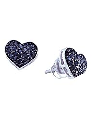 0.41CTW BLACK DIAMOND HEART EARRINGS