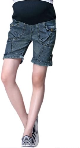 Pregnant Women Elastic Waist Big Pockets Front Panel Shorts