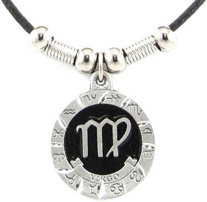 Virgo Pewter Pendant on Beaded Leather Necklace - Earth Spirit Necklace