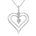 Sterling Silver Diamond Double Open Heart Pendant (0.03 cttw, I-J Color, I3 Clarity), 18