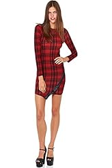 Plaid Print Asymmetric  Dress