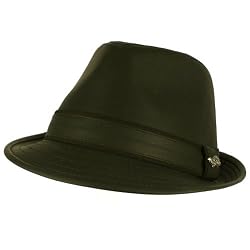 Men's Winter Classic Faux Leather Distress Fedora Trilby Gangster Hat Black L/XL