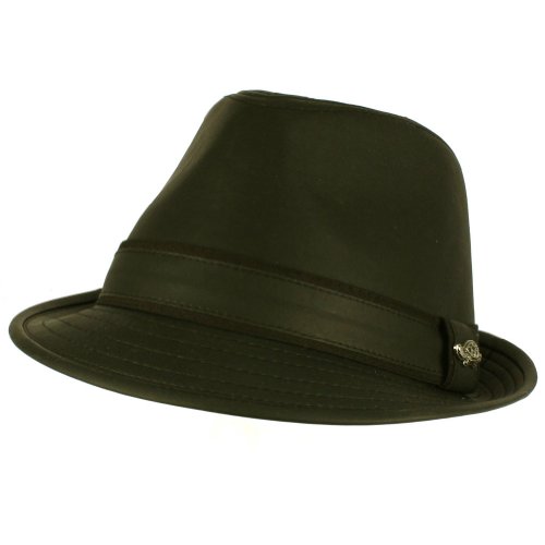 Men's Winter Classic Faux Leather Distress Fedora Trilby Gangster Hat Black S/M