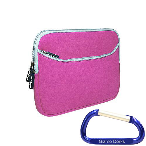 Baby Pink Soft Neoprene Carrying Case for the Dell Inspiron Mini 10 or Mini 10v Series 10 Inch Netbook Laptop Computer with Free Carabiner Key Chain