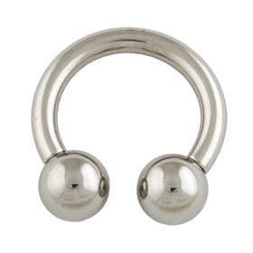 Single Stainless Steel Internal Circular Barbell: 4g 3/4", Stainless Steel Balls: 10mm