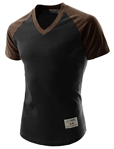 Unisex Slim Fit Casual V-neck Short Sleeve Contrast Raglan Tshirts