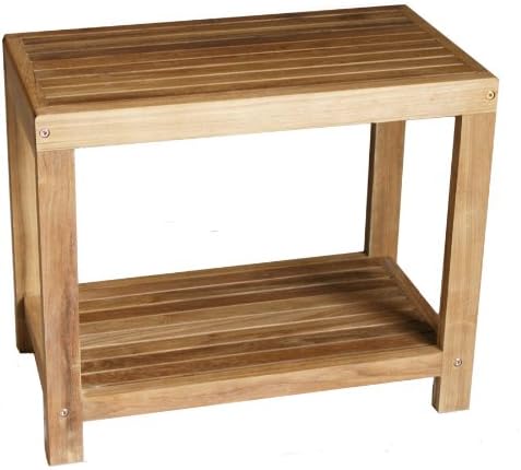 Authenteak Teak 24" Shower Bench with Shelf - Natural Finish