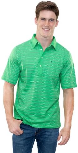 Criquet Shirts Men's Striped Players Shirt Medium Kelly Green with Blue & White Stripes