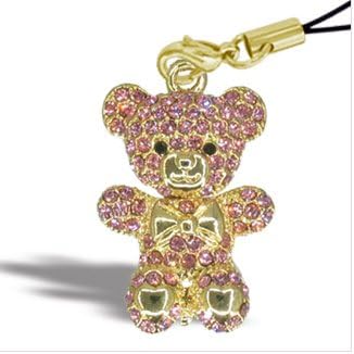 Golden - Huggy Bear Crystal Charm By Lauren Spencer (PInk)