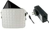 ASUS Eee PC 1000HD Netbook Laptop Sleeve Slipcase with AC Wall Adapter Charger (Memory Foam with Faux Leather - White)