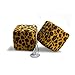 Leopard Safari Animal Car Mirror Fuzzy Dice - Tan & Black - Pair